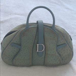 Dior blue ostrich leather purse